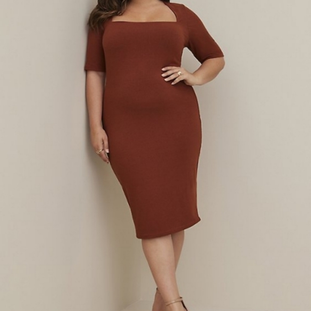 Plus size brown dress